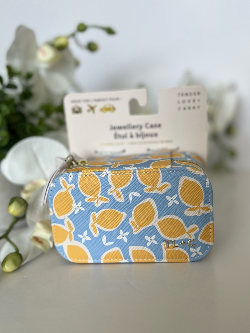 Tangle Free Jewellery Travel Case- coastal lemon